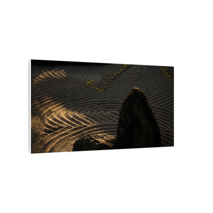 Ma Rock Garden Canvas Art - Dark Japandi Shadow Zen
