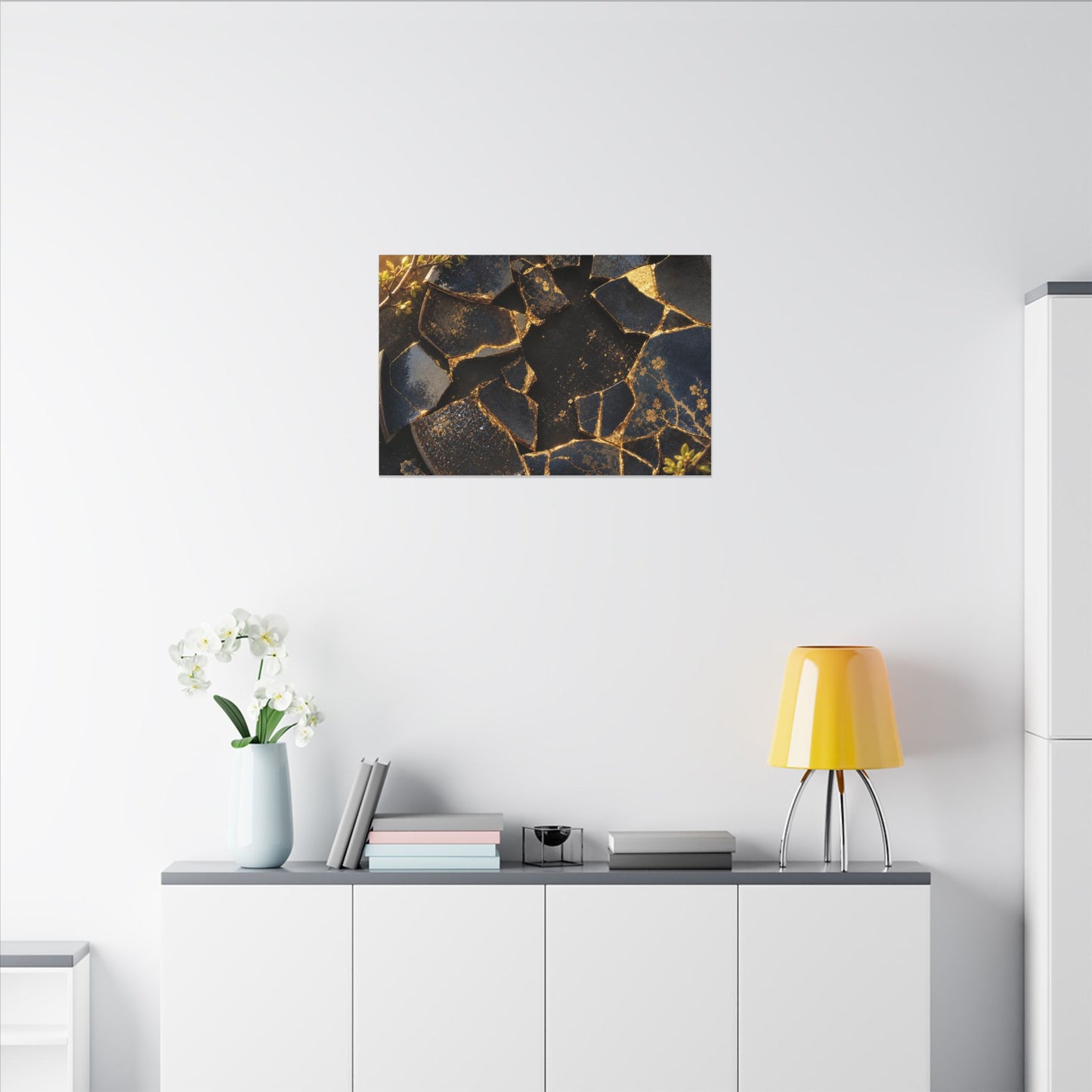 Golden Hour Broken Pottery Canvas Art - Kintsugi Ma