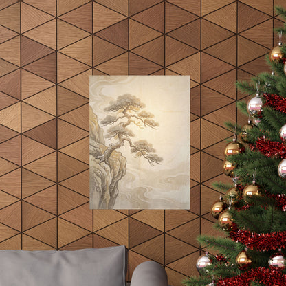 Golden Hour Pine Tree Wall Art Print - Japandi Shibui