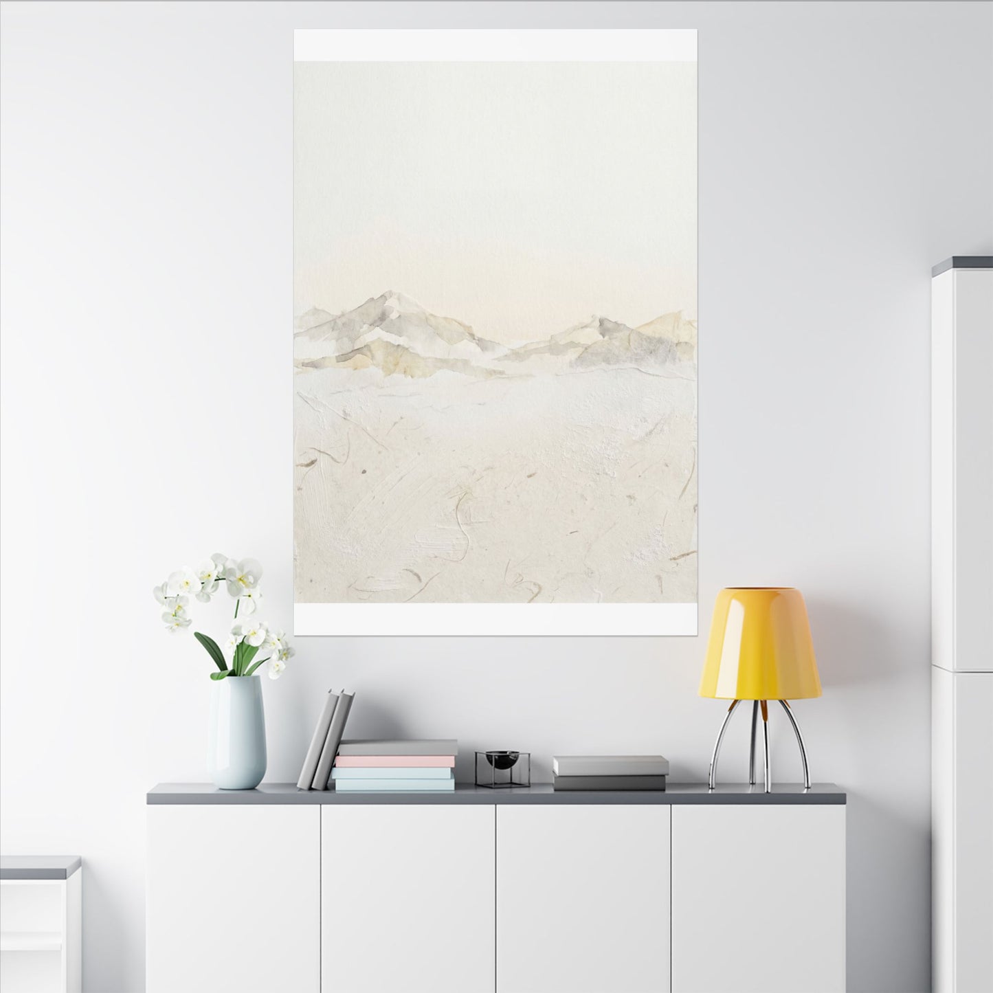 Mountain Mist Winter Canvas Art | Japandi Warm Design