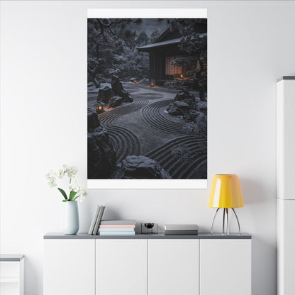 Candlelight Rock Garden Canvas Art - Dark Japandi Fukinsei
