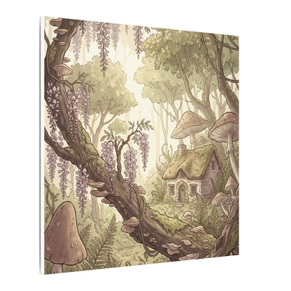 Summer Wisteria Mushroom Illustration Canvas Art | Enchanting Decor