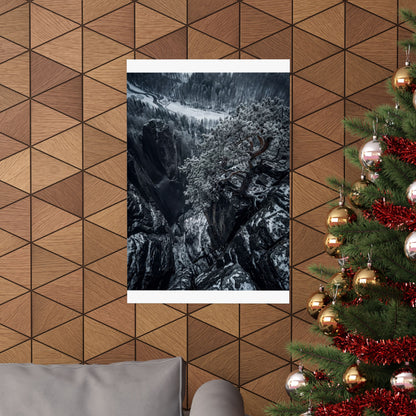 Pine Tree Wall Art Print | Winter Dark Japandi Dark Texture Art