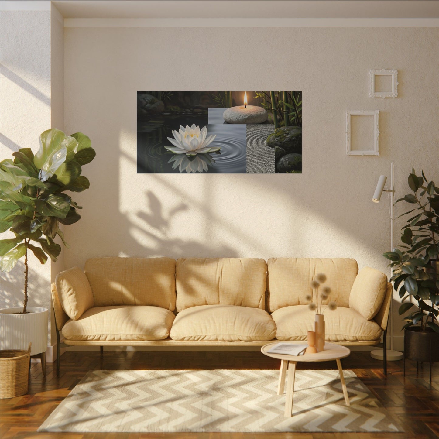 Candlelight Lotus Flower Canvas Art - Zen Kanso