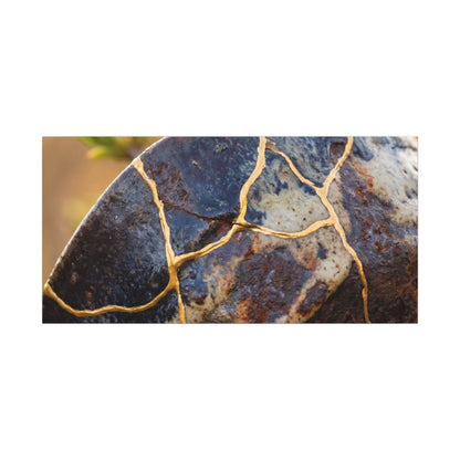 Fukinsei Rust Patina Canvas Art - Kintsugi Gold Repair