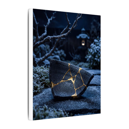 Moonlit Garden Winter Canvas Art | Kintsugi Artful Design