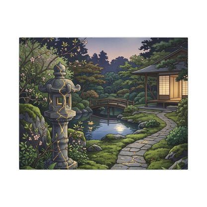 Spring Moonlit Garden Gold Vein Canvas Art | Resilient Decor
