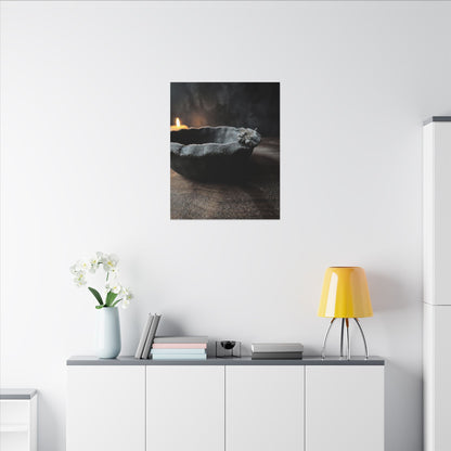 Ceramic Bowl Canvas Art | Winter Dark Japandi Shadow Zen Art