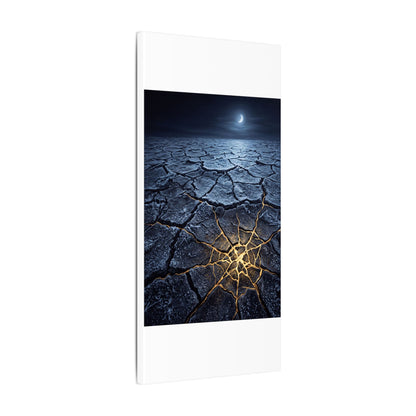 Moonlight Cracked Earth Canvas Art - Kintsugi Mono No Aware