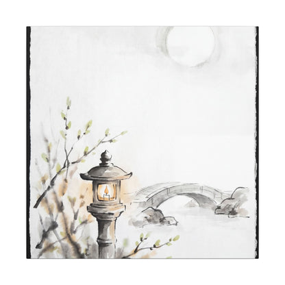 Moonlit Garden Spring Canvas Art | Zen Contemplative Design