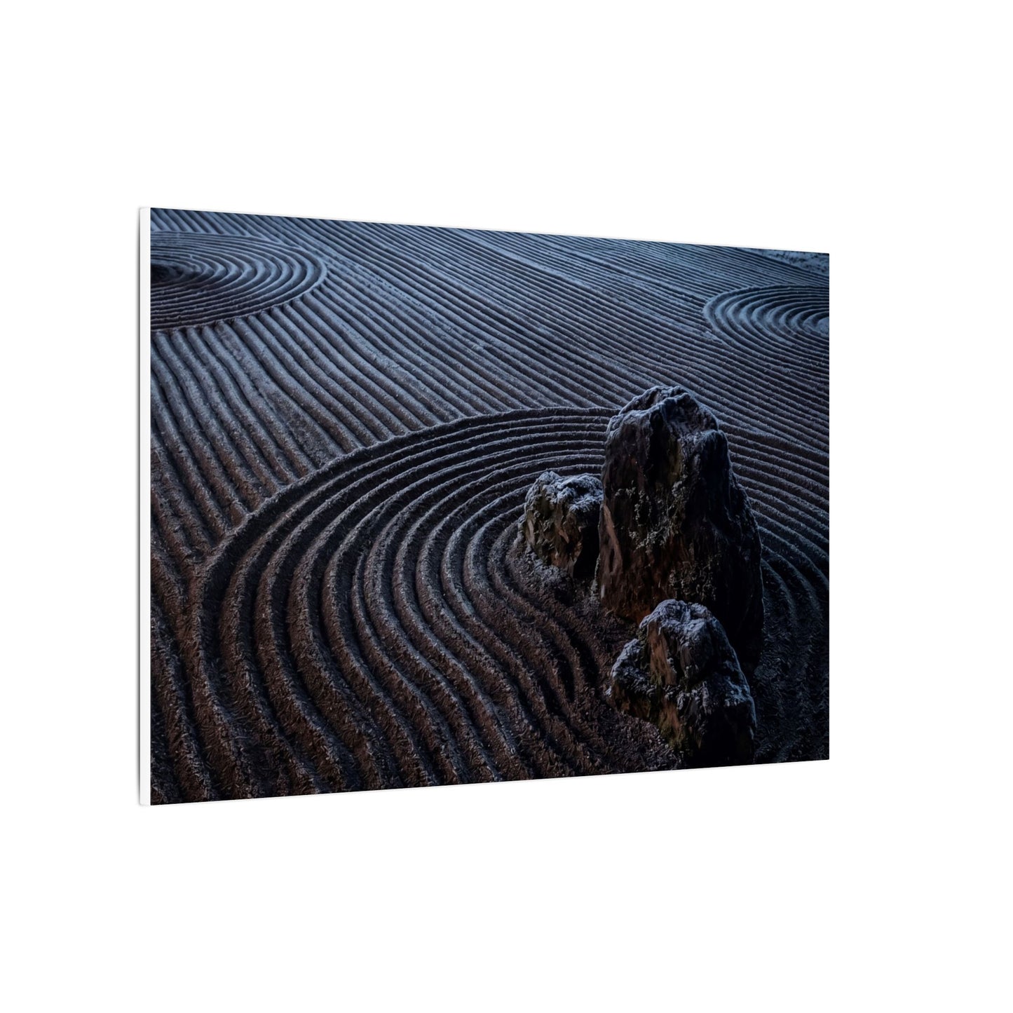 Moonlight Rock Garden Canvas Art - Dark Japandi Seijaku