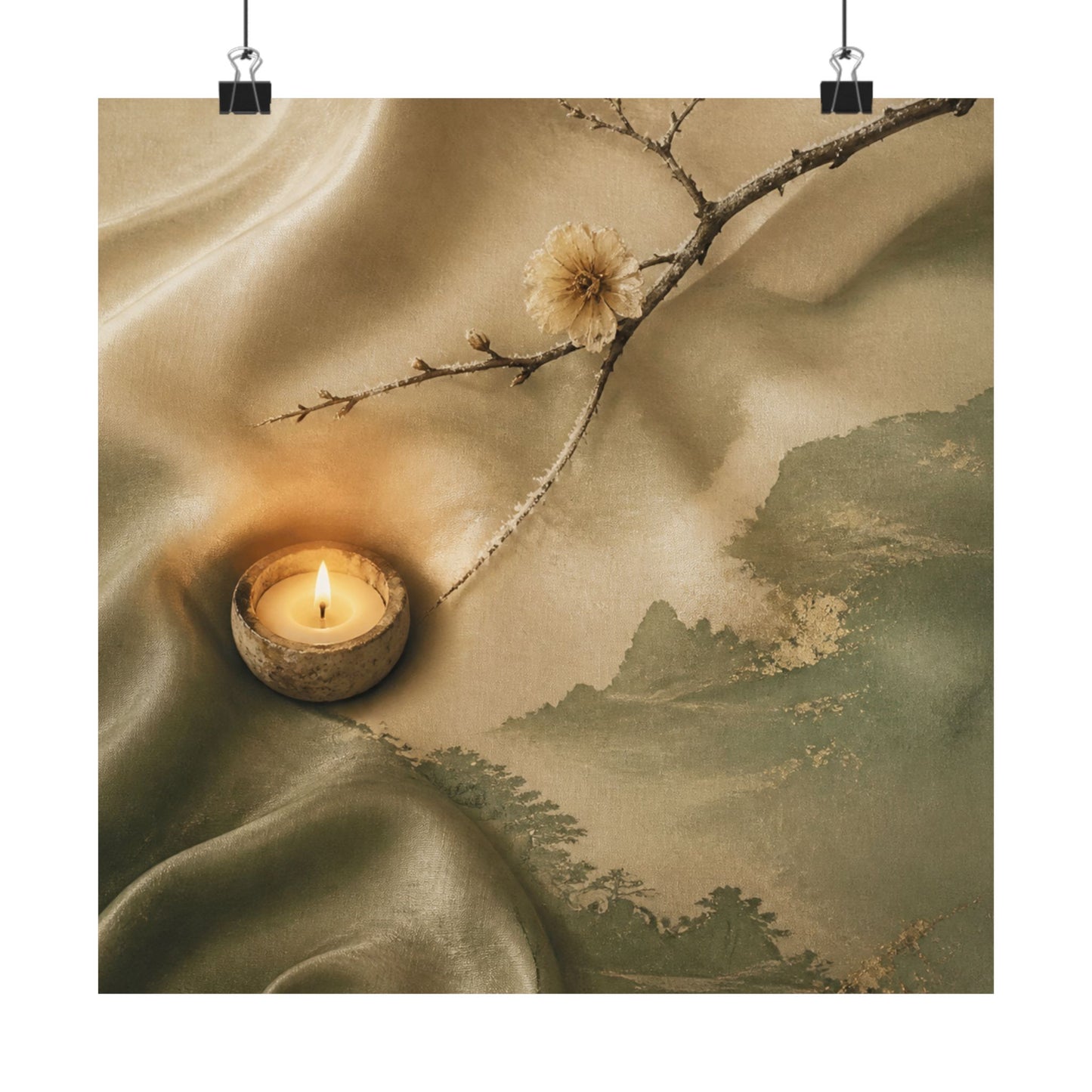 Candlelight Silk Drape Wall Art Print - Japandi Ma