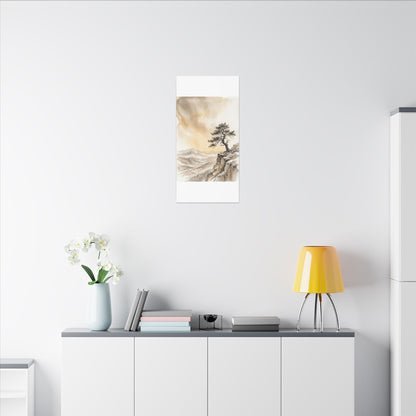 Pine Tree Canvas Art | Winter Japandi Watercolor Art