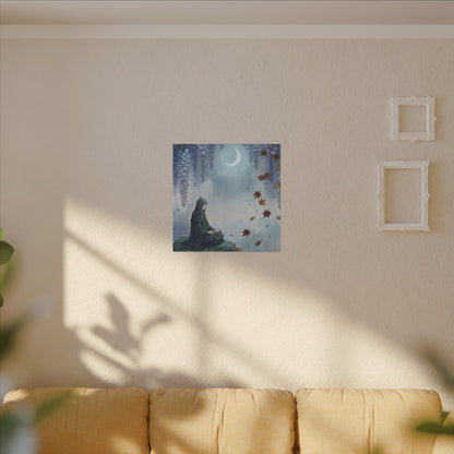 Zen Wisteria in Moonlight | Ukiyo E Inspired Canvas Art