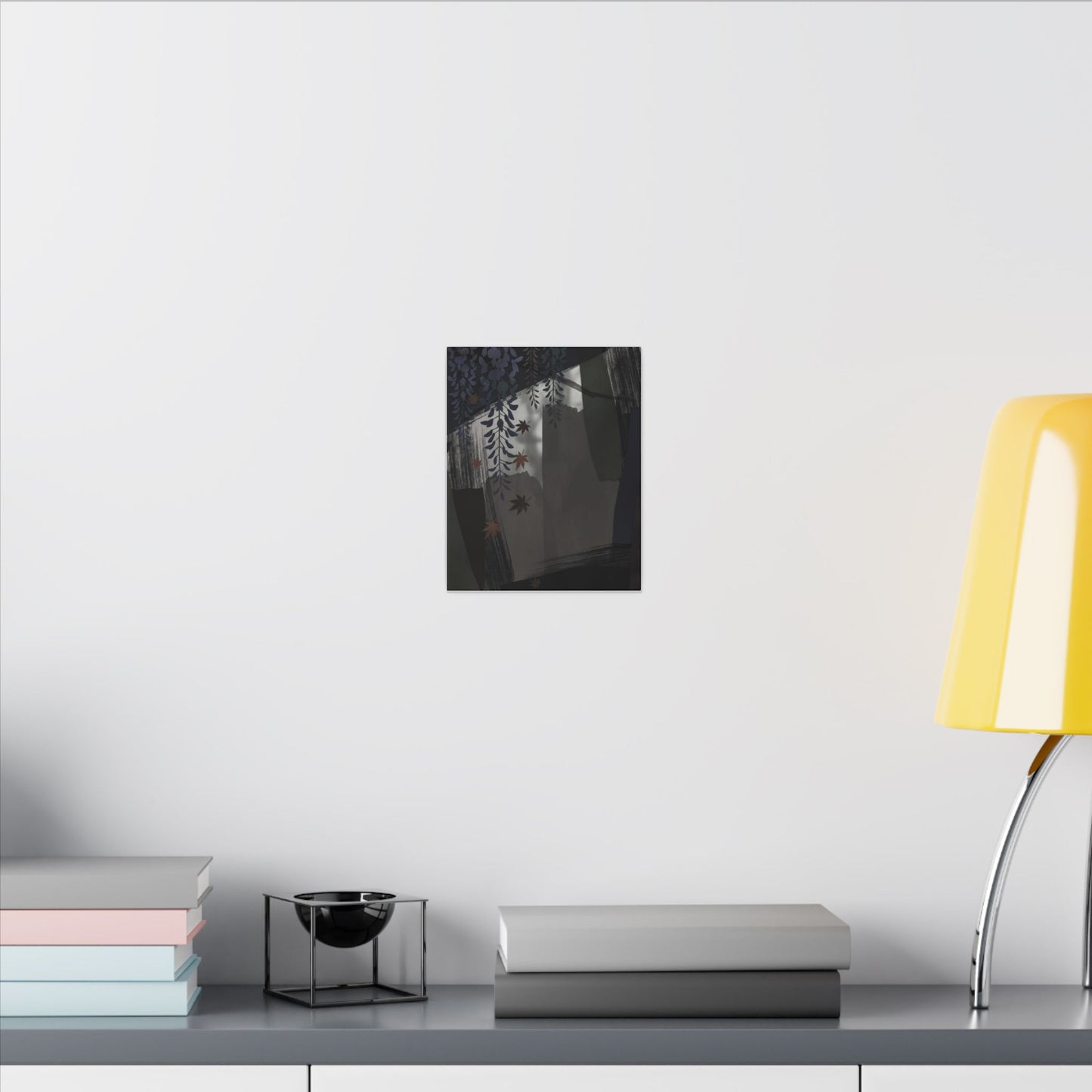 Wisteria Autumn Canvas Art | Dark Japandi Moody Design