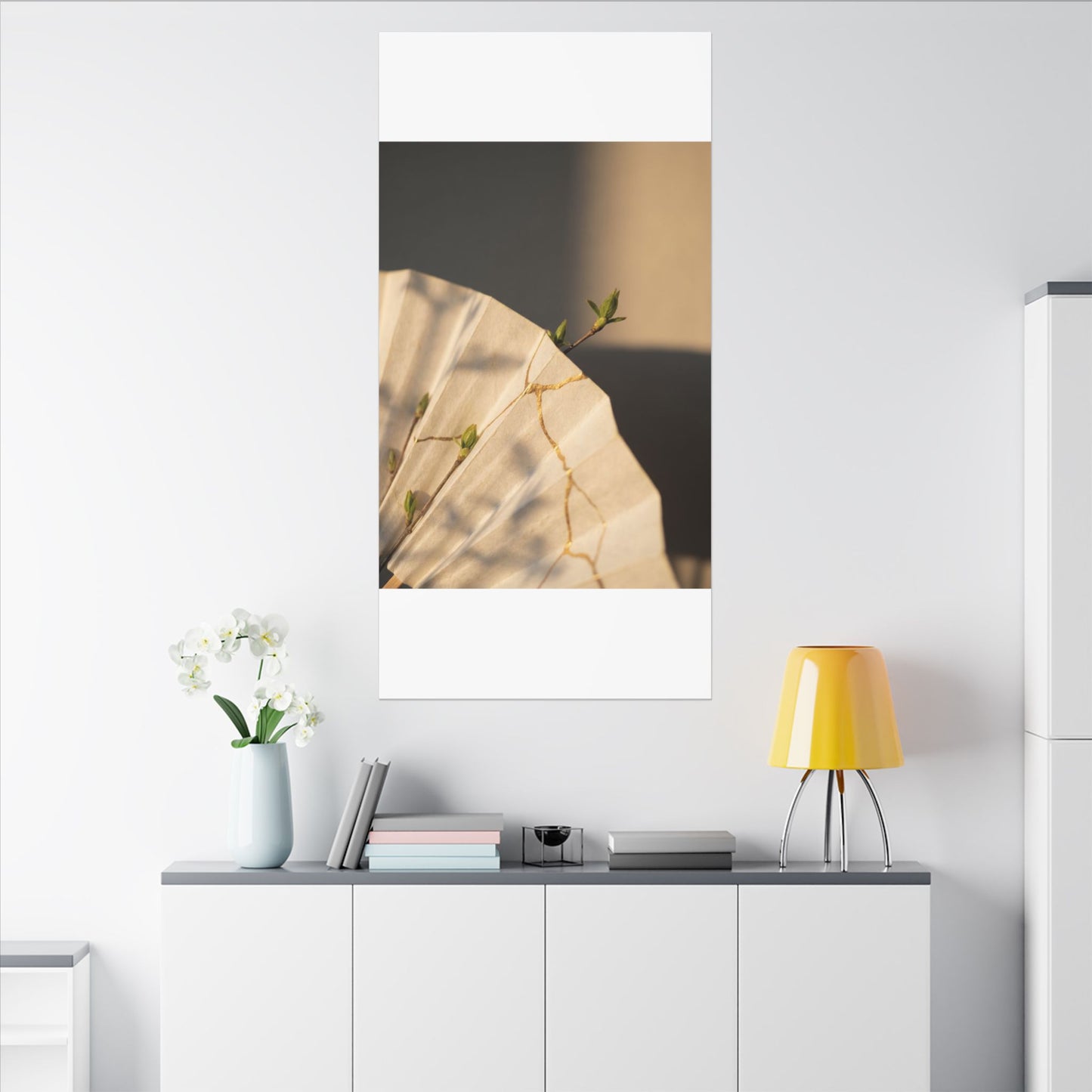 Paper Fold Gold Vein Canvas Art | Healing Kintsugi Art