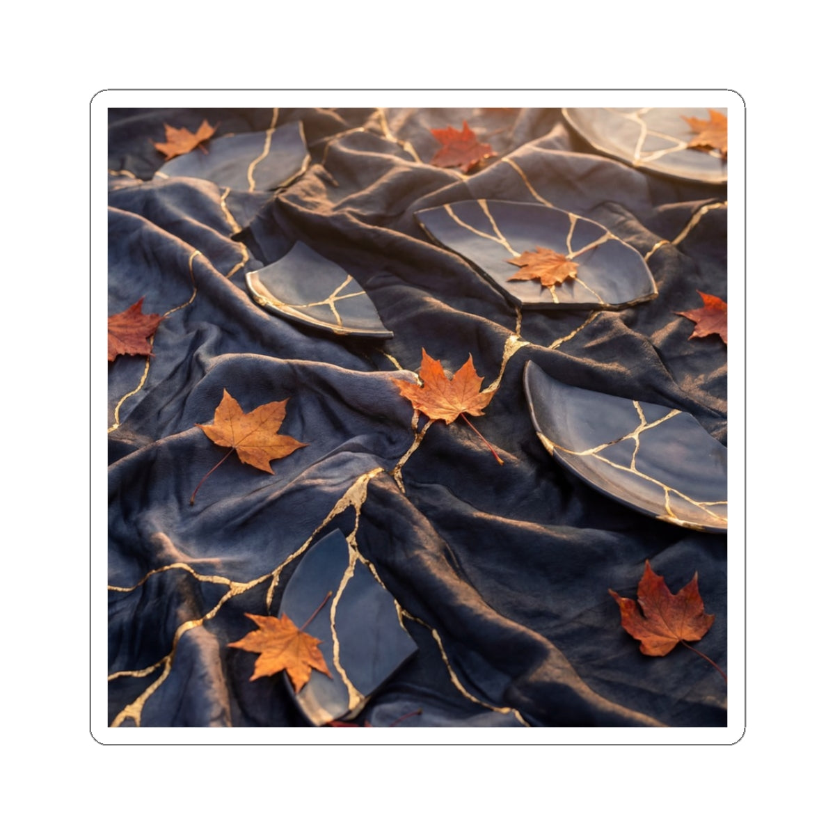 Beautiful Silk Drape Sticker - Gold Repair Kintsugi Art Print