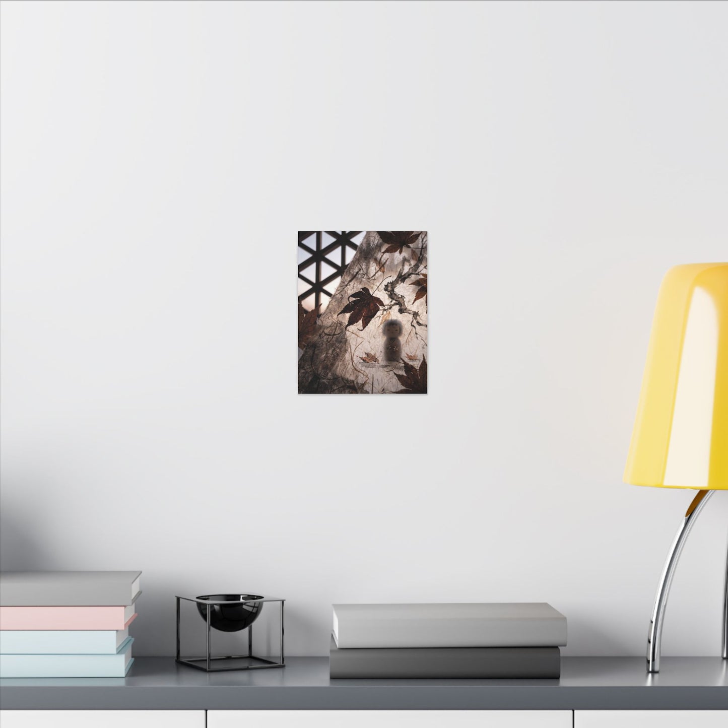 Shoji Screen Autumn Canvas Art | Dark Japandi Atmospheric Design