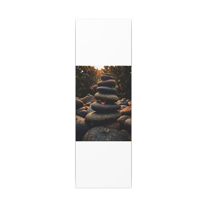 Dark Japandi River Stones in Golden Hour | Moody Minimal Canvas Art