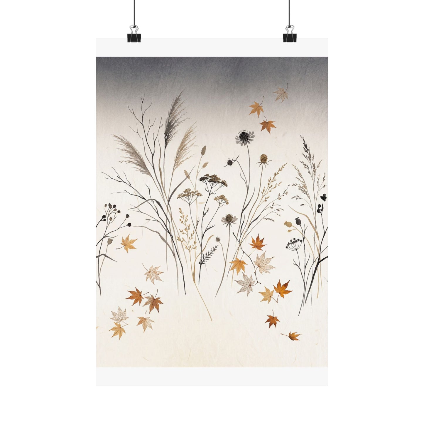 Dried Flowers Wall Art Print | Autumn Japandi Japanese Pattern Art Art Print