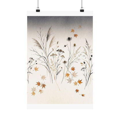 Dried Flowers Wall Art Print | Autumn Japandi Japanese Pattern Art Art Print