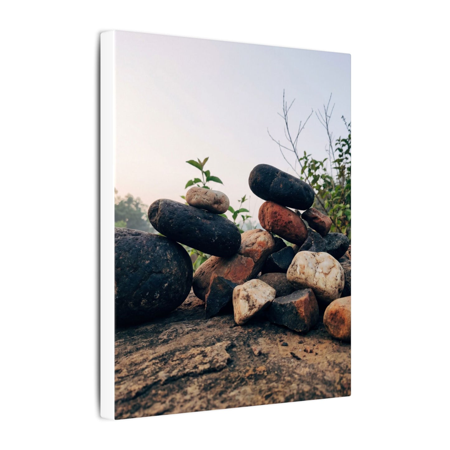 River Stones Canvas Art | Spring Kintsugi Broken Beauty Art