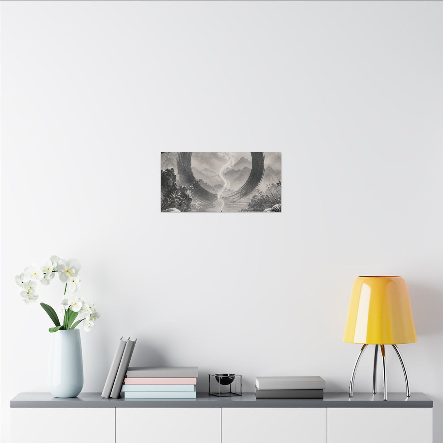 Incense Smoke Canvas Art | Winter Zen Sumi E Art