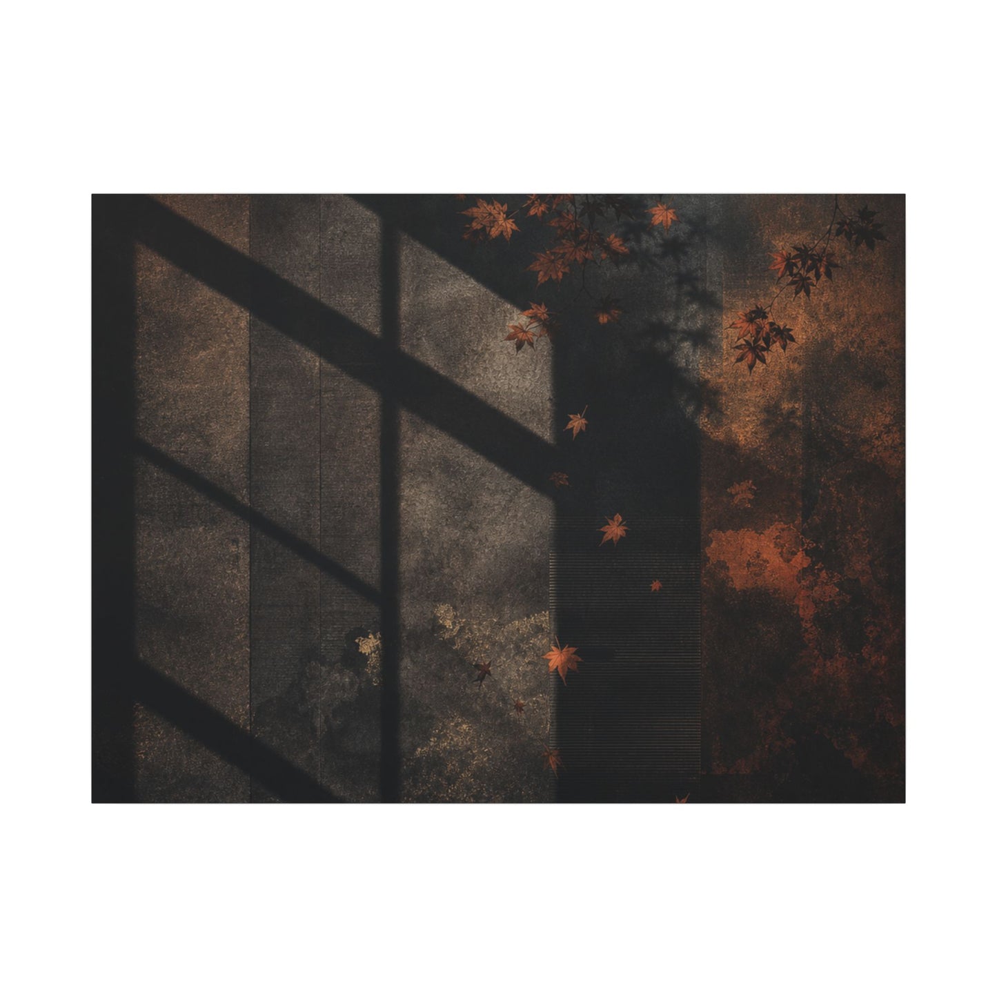 Sophisticated Shadow Play Canvas Art - Dark Texture Dark Japandi