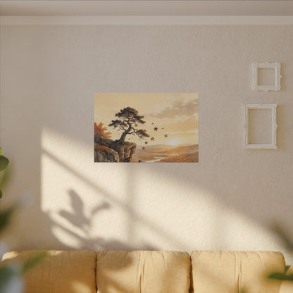 Pine Tree Autumn Canvas Art | Japandi Warm Design