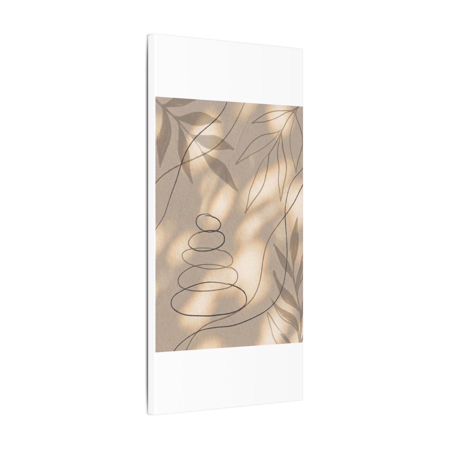 River Stones Minimal Line Canvas Art | Earthy Japandi Art