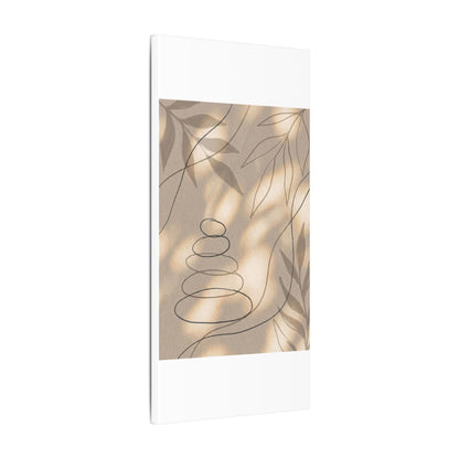 River Stones Minimal Line Canvas Art | Earthy Japandi Art