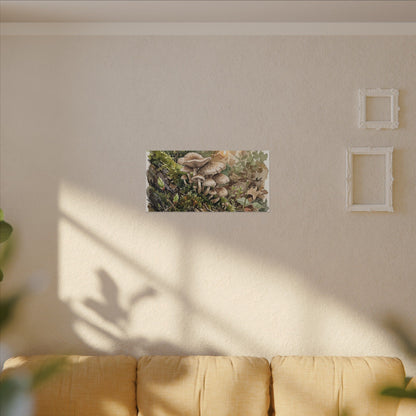 Wild Mushrooms Canvas Art | Spring Japandi Watercolor Art