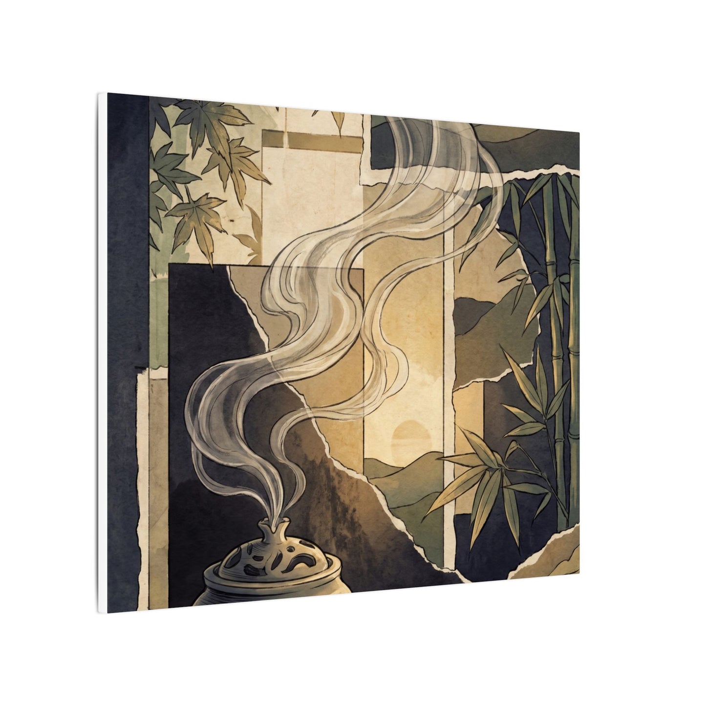 Tranquil Incense Smoke Canvas Art - Ukiyo E Inspired Zen