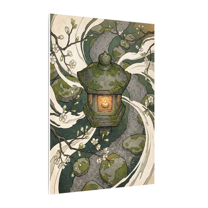 Zen Stone Lantern in Candlelight | Ukiyo E Inspired Canvas Art