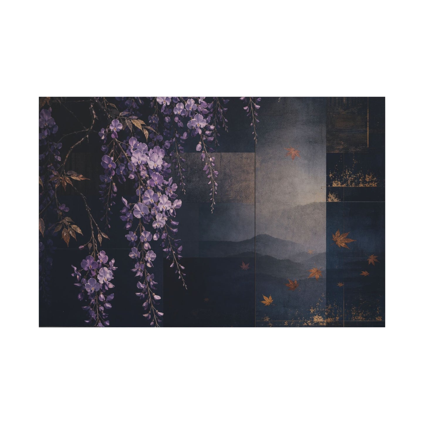 Dawn Wisteria Canvas Art - Dark Japandi Fukinsei