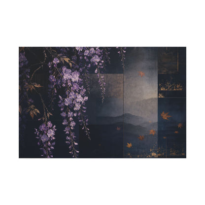 Dawn Wisteria Canvas Art - Dark Japandi Fukinsei
