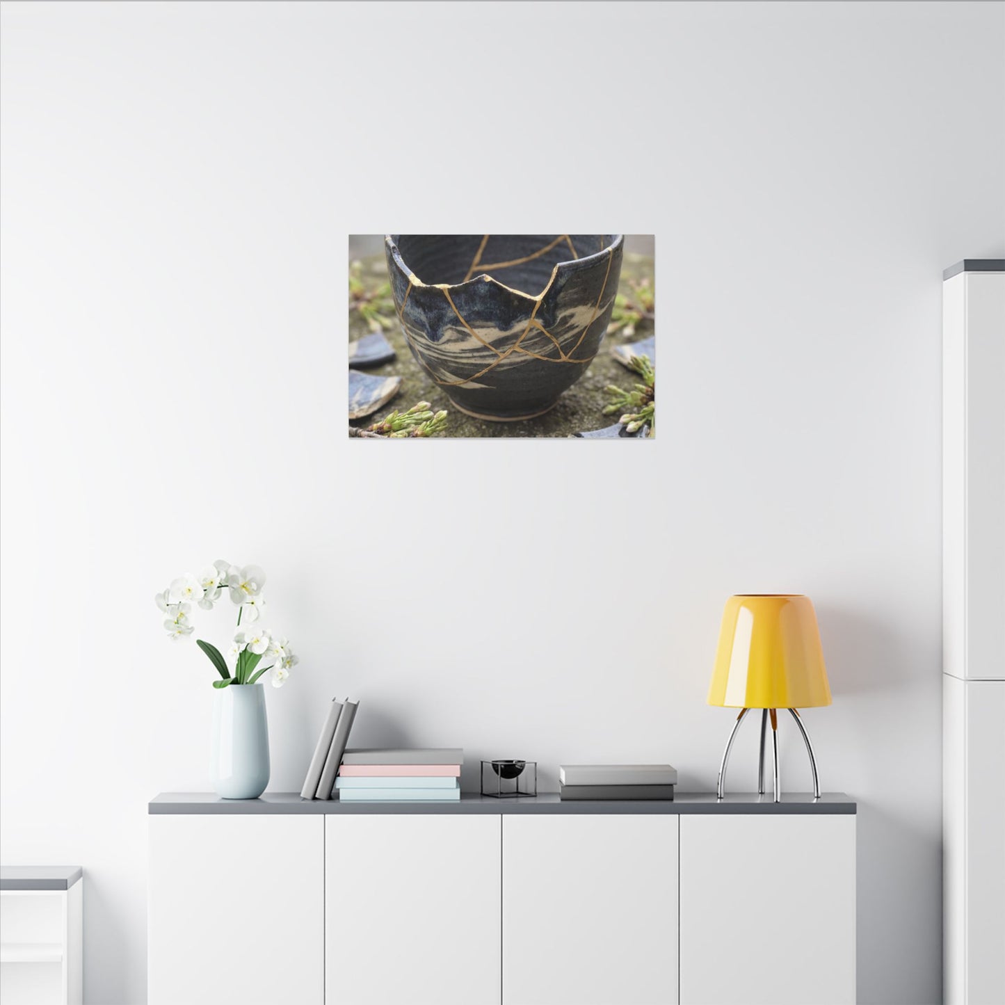 Datsuzoku Ceramic Bowl Canvas Art - Kintsugi Gold Repair