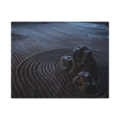 Moonlight Rock Garden Canvas Art - Dark Japandi Seijaku