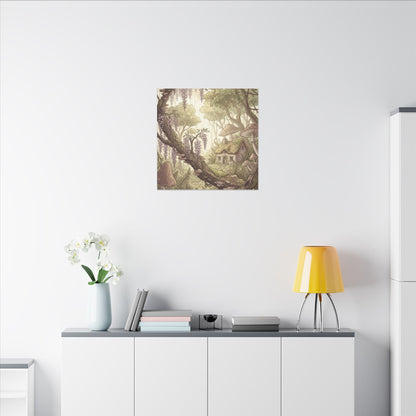 Summer Wisteria Mushroom Illustration Canvas Art | Enchanting Decor