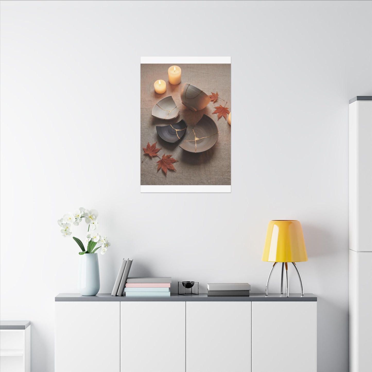 Candlelight Broken Pottery Canvas Art - Japandi Ma