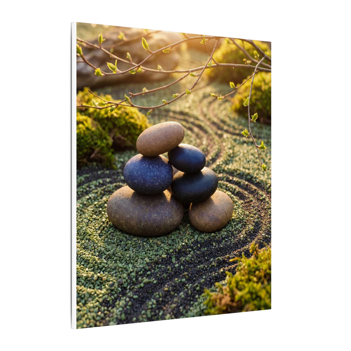 Zen River Stones in Golden Hour | Karesansui Canvas Art