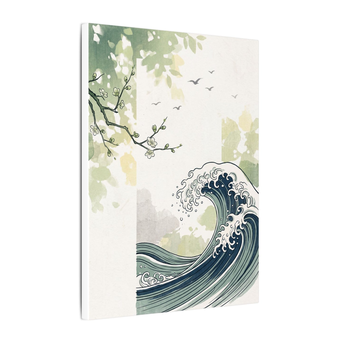 Spring Ocean Wave Ukiyo E Inspired Canvas Art | Serene Decor