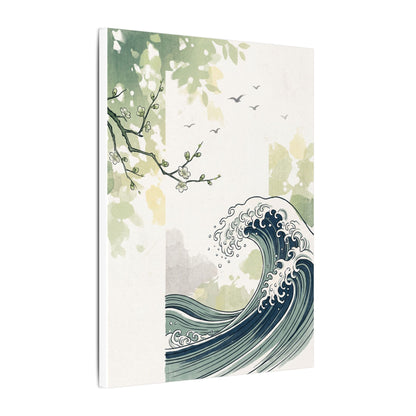 Spring Ocean Wave Ukiyo E Inspired Canvas Art | Serene Decor