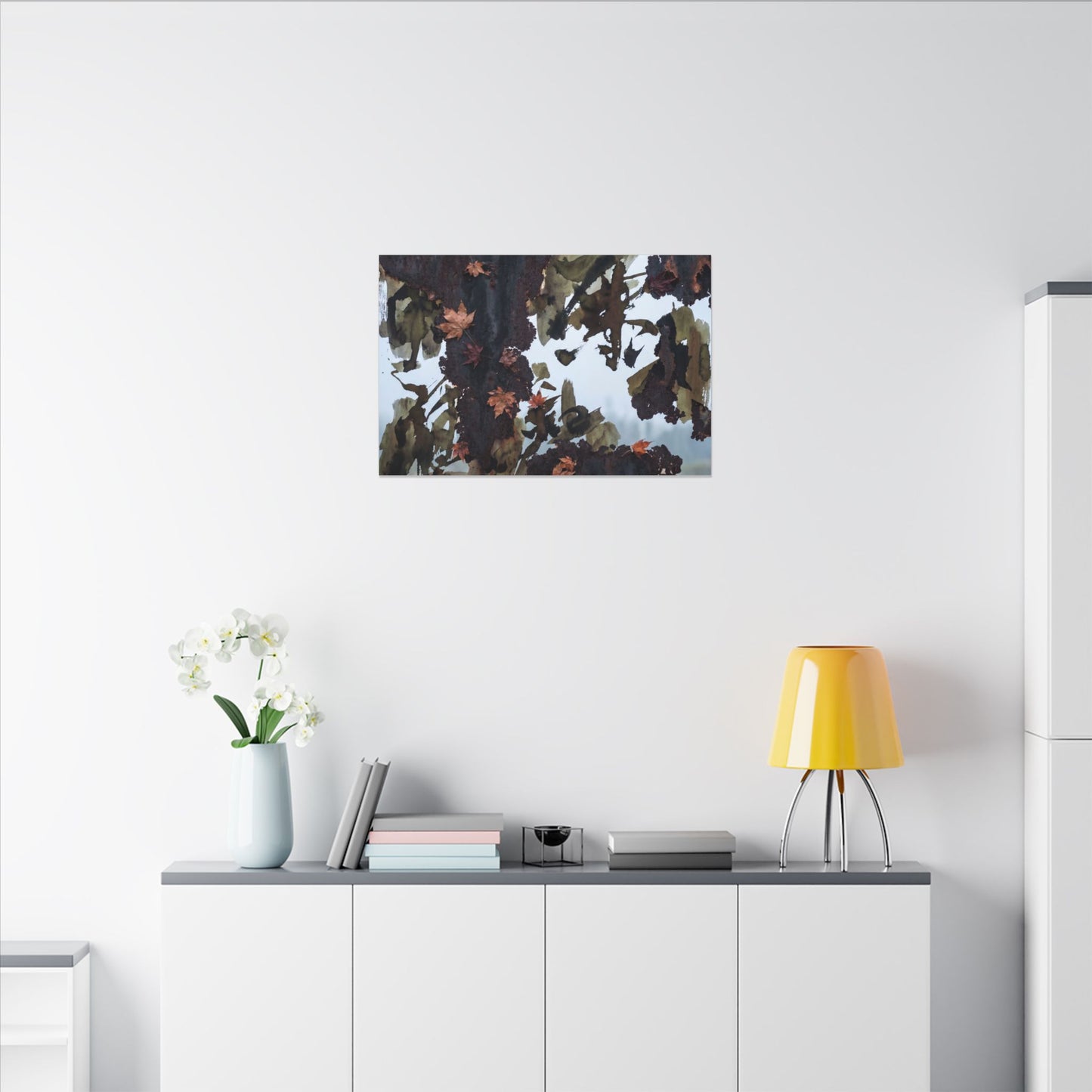 Rust Patina Charcoal Ink Canvas Art | Sophisticated Dark Japandi Art