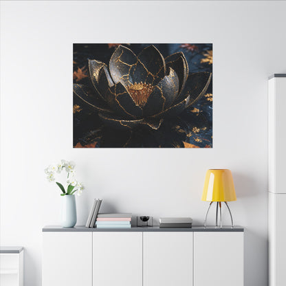Moonlight Lotus Flower Canvas Art - Kintsugi Fukinsei
