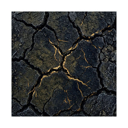 Cracked Earth Winter Wall Art Print | Dark Japandi Moody Design