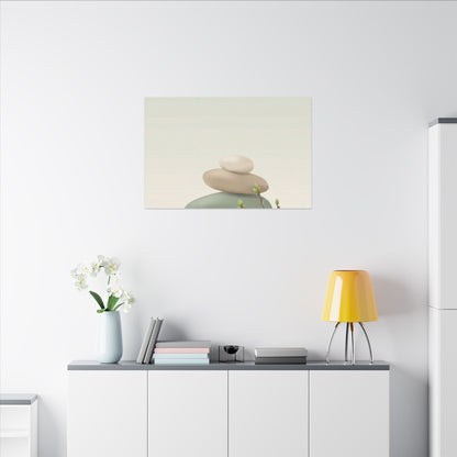 Dawn River Stones Canvas Art - Japandi Fukinsei