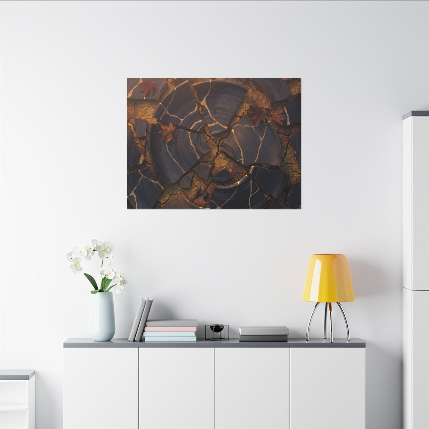 Autumn Cracked Earth Gold Repair Canvas Art | Philosophical Decor