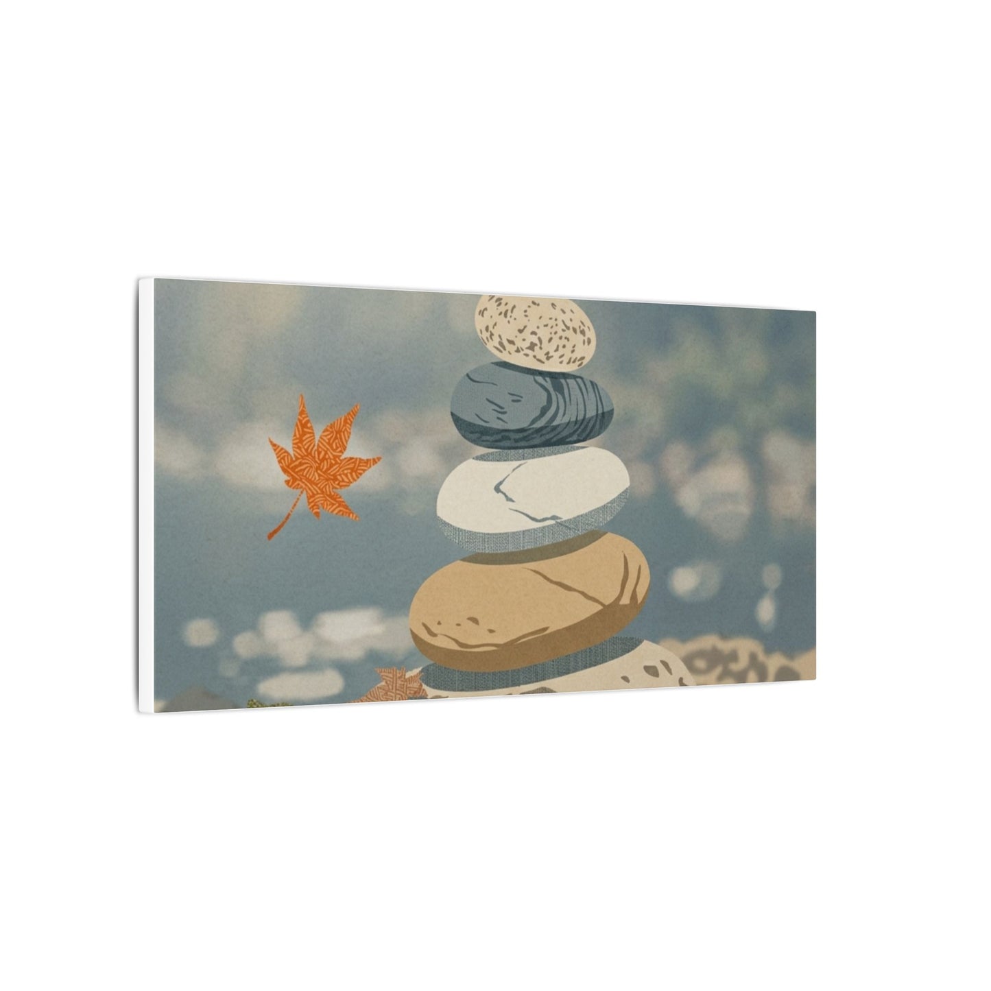 Warm River Stones Canvas Art - Japanese Pattern Japandi