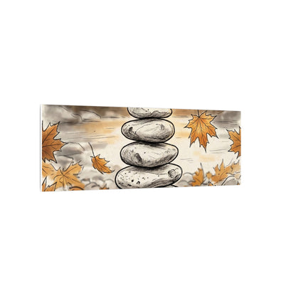 Earthy River Stones Canvas Art - Minimal Line Japandi